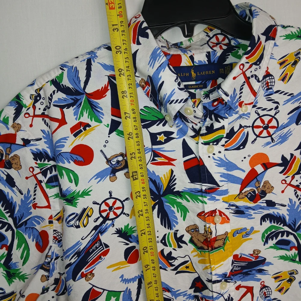 Polo Ralph Lauren Nautical‎ Bearwaiian Print Button Front Shirt - Boys - XXL